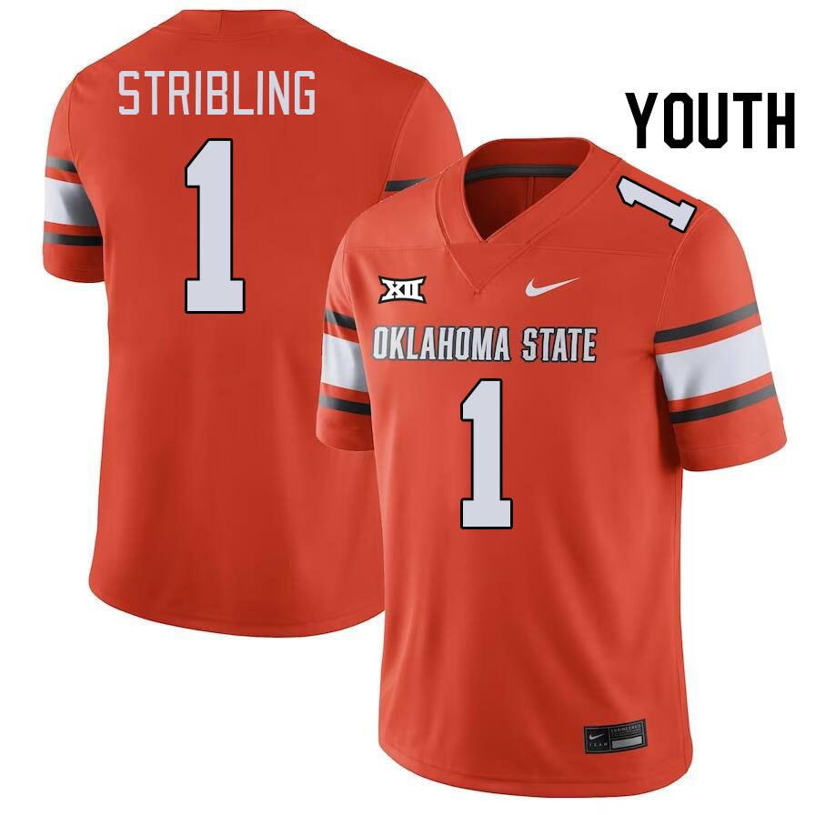 Youth #1 De'Zhaun Stribling Oklahoma State Cowboys College Football Jerseys Stitched-Orange